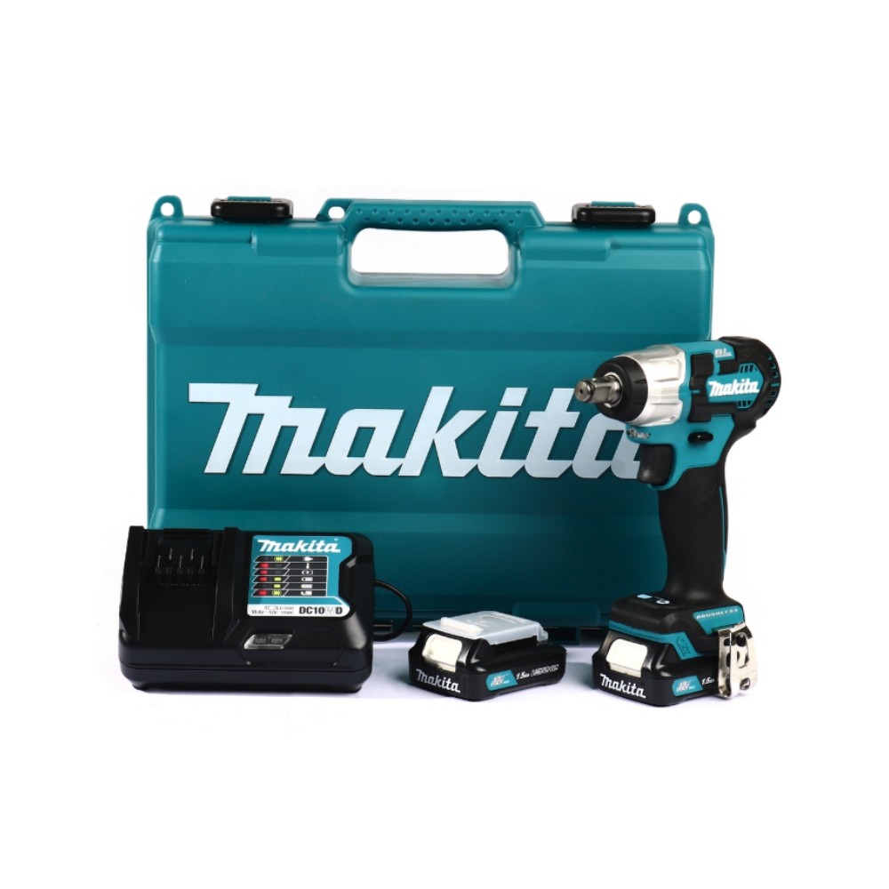 บล็อกไร้สาย MAKITA TW161DWYE 12V ขนาด 1/2 นิ้ว แรงบิด 165 นิวตันเมตร พร้อมแบตเตอรี่ 1.5Ah (2 ก้อน) + แท่นชาร์จ