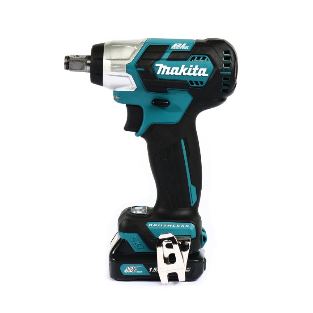 บล็อกไร้สาย MAKITA TW161DWYE 12V ขนาด 1/2 นิ้ว แรงบิด 165 นิวตันเมตร พร้อมแบตเตอรี่ 1.5Ah (2 ก้อน) + แท่นชาร์จ