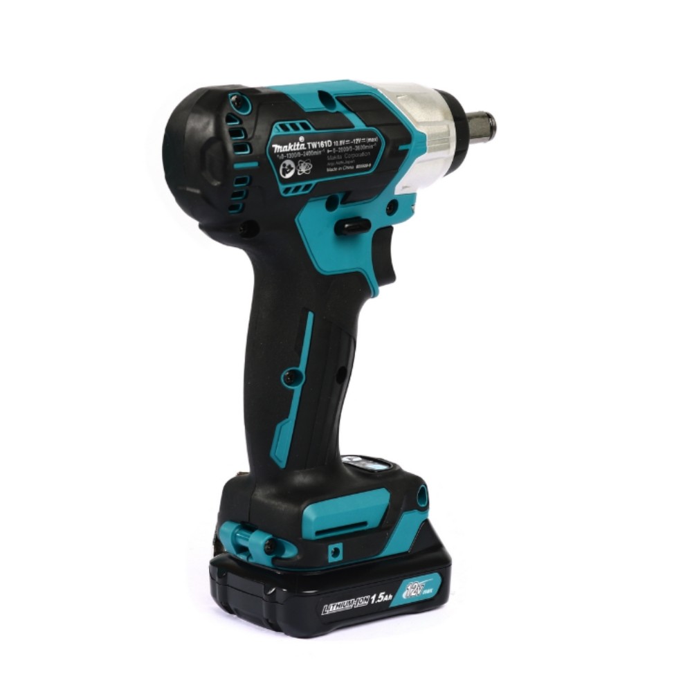 บล็อกไร้สาย MAKITA TW161DWYE 12V ขนาด 1/2 นิ้ว แรงบิด 165 นิวตันเมตร พร้อมแบตเตอรี่ 1.5Ah (2 ก้อน) + แท่นชาร์จ
