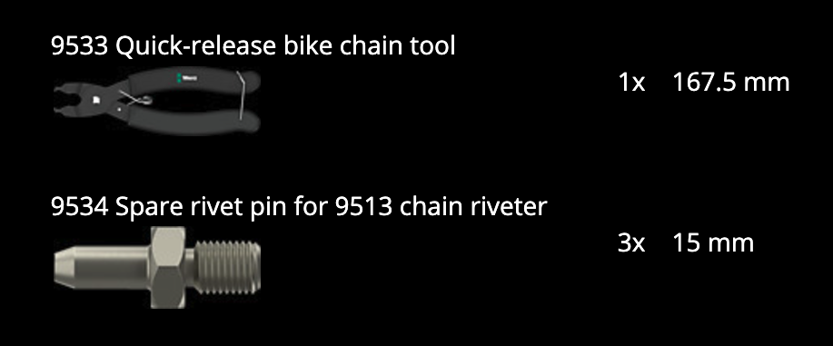 ชุดเครื่องมือจักรยาน Wera 9532 Chain riveter set for workshops 05136042001 ชุด 18 ชิ้น