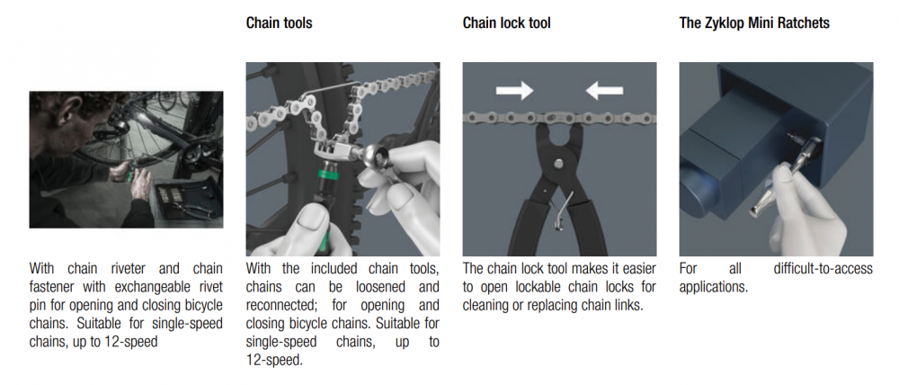ชุดเครื่องมือจักรยาน Wera 9532 Chain riveter set for workshops 05136042001 ชุด 18 ชิ้น
