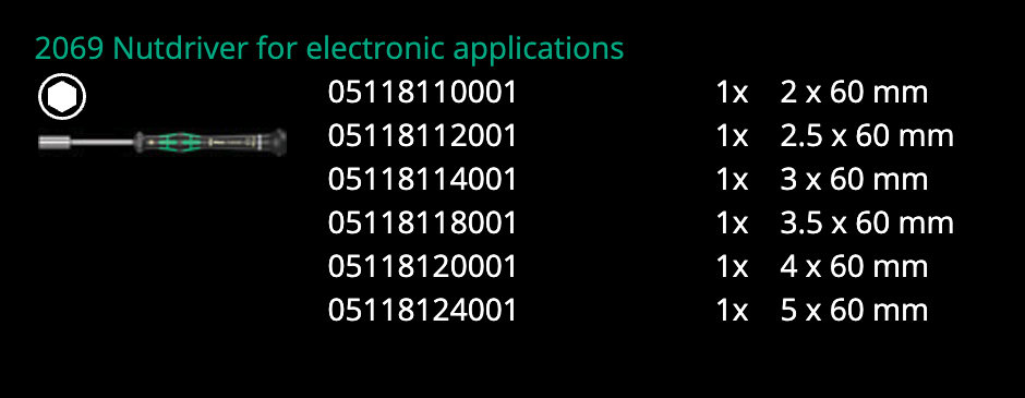 ชุดไขควงเล็ก Wera 2069/6 Screwdriver set 05118158001 ชุด 6 ชิ้น