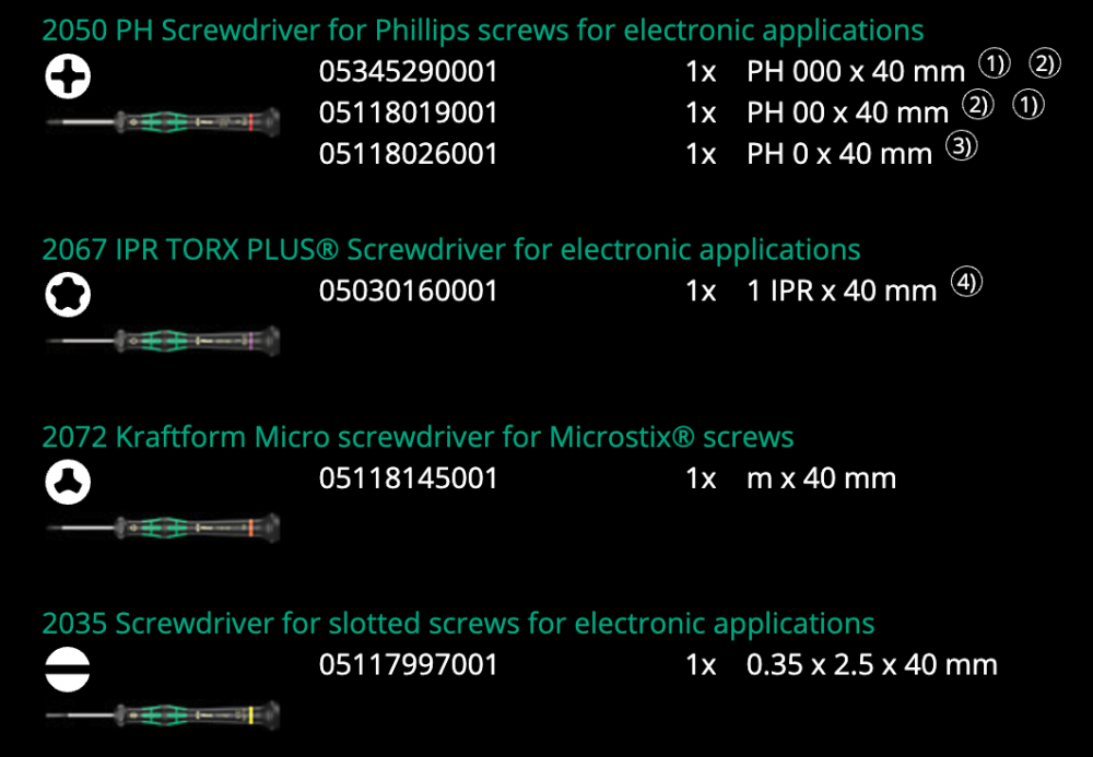 ชุดไขควงเล็ก Wera 2050/6 Screwdriver set 05030181001 ชุด 6 ชิ้น