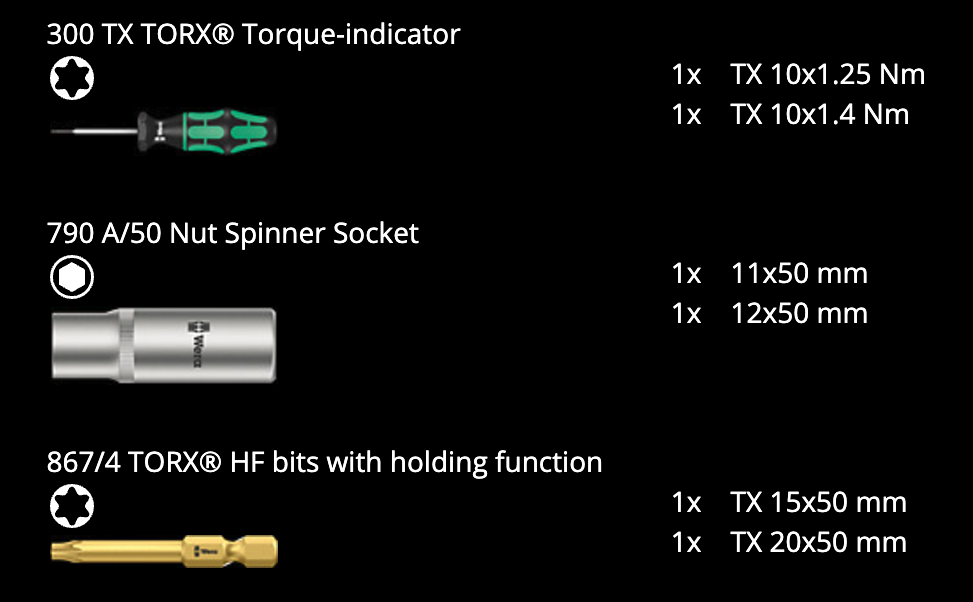ชุดไขควงทอร์ค Wera 7443/12 Tyre pressure control systems 05074746001 ชุด 14 ชิ้น
