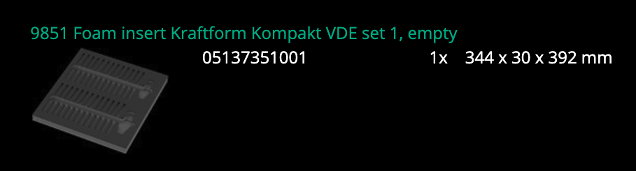 ชุดไขควง Wera 9751 Foam insert Kraftform Kompakt VDE Set 1 05150151001 ชุด 28 ชิ้น