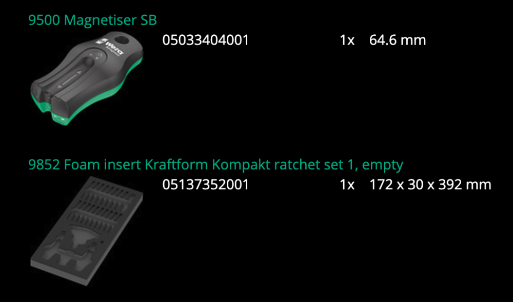 ชุดไขควง Wera 9752 Foam insert KK Ratchet functionality set 1 05150152001 ชุด 24 ชิ้น