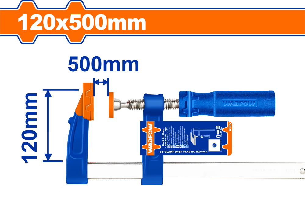 ปากกาจับชิ้นงาน ตัวเอฟ WADFOW 120x500mm WCP2123