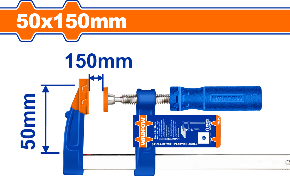 ปากกาจับชิ้นงาน ตัวเอฟ WADFOW 50x150mm WCP2151