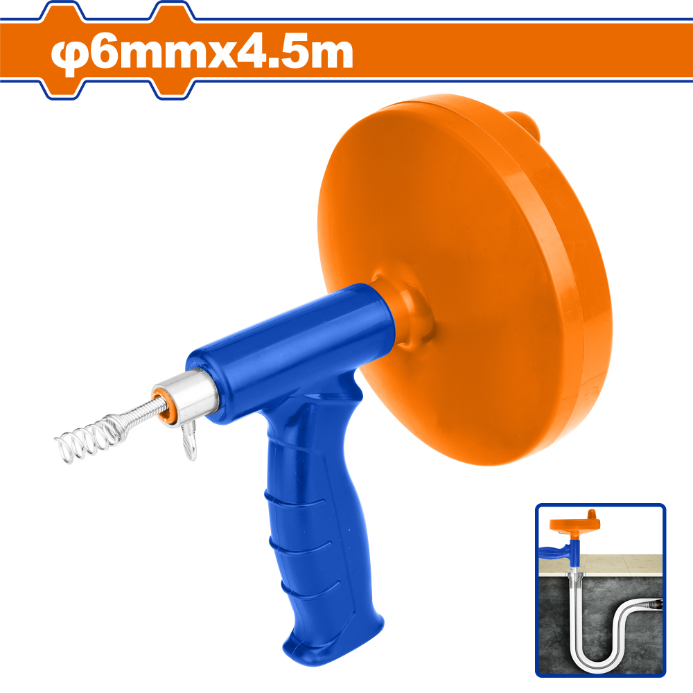 สปริงทะลวงท่อแบบมีตลับเก็บสาย WADFOW 6mmx45m WDD3345