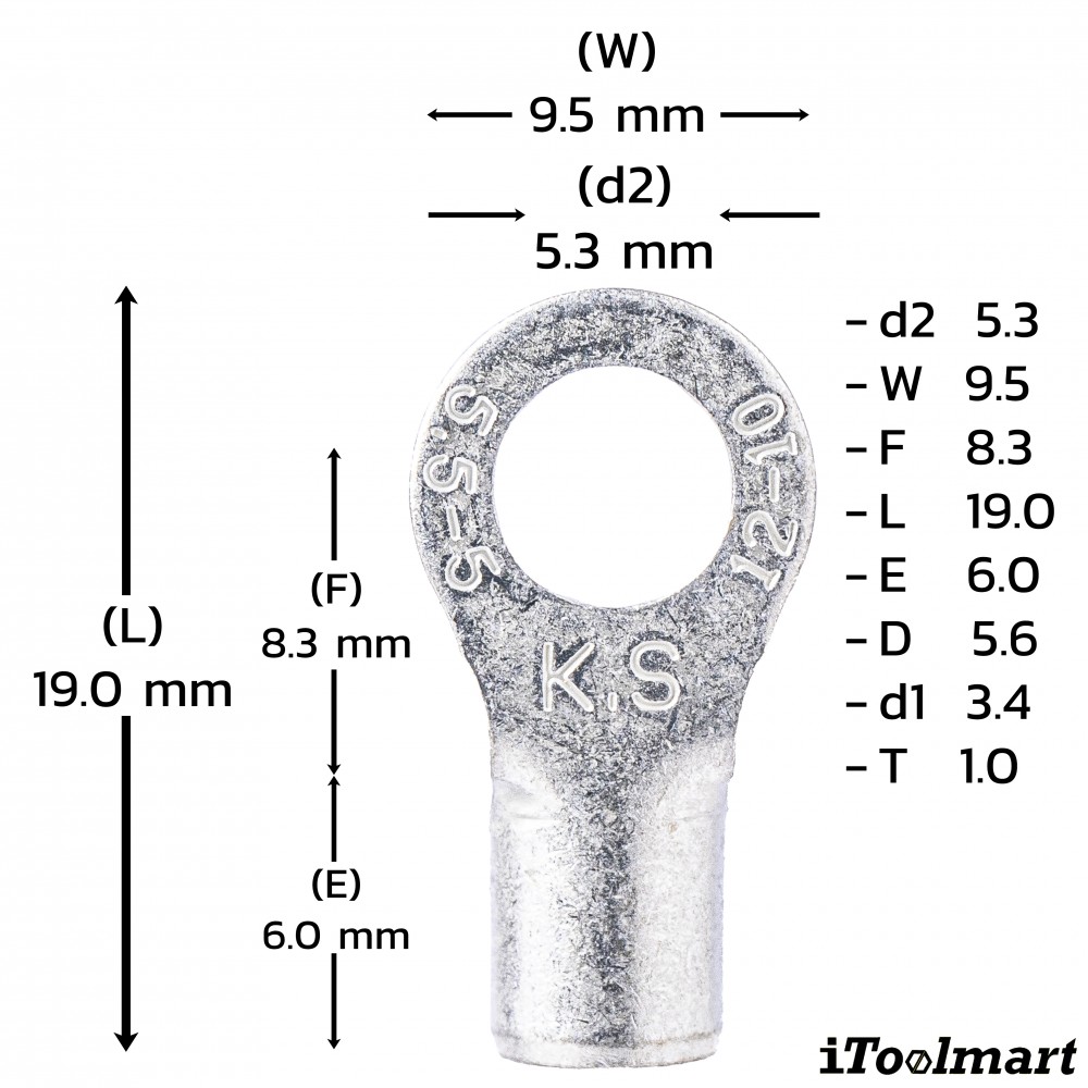 หางปลากลมเปลือย KST RNB5 5 ขนาด 6 mm² 100 ตัว หางปลากลมเปลือย KST RNB5 5 ขนาด 6 mm² 100 ตัว