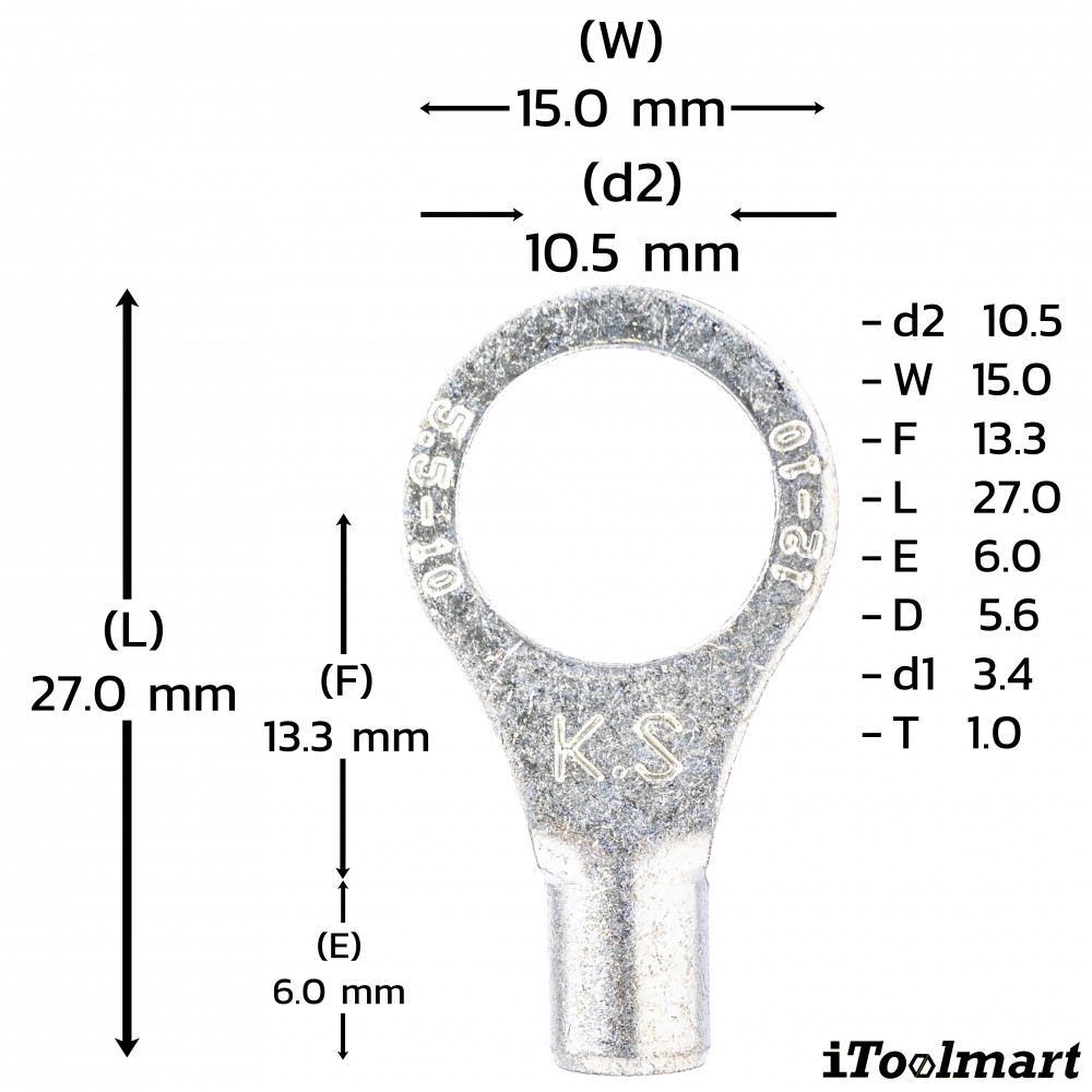 หางปลากลมเปลือย KST RNB5 10 ขนาด 6 mm² 100 ตัว หางปลากลมเปลือย KST RNB5 10 ขนาด 6 mm² 100 ตัว