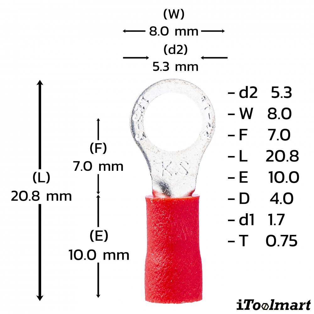 หางปลากลมหุ้ม KST RV1 5 สีแดง ขนาด 1 5 mm² 100 ตัว