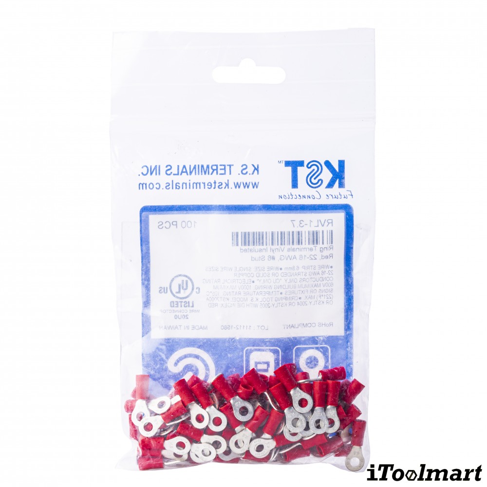 หางปลากลมหุ้ม KST RVL1 3 7 สีแดง ขนาด 1 5 mm² 100 ตัว