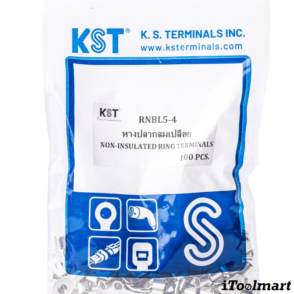 หางปลากลมเปลือย KST RNBL5 4 ขนาด 6 mm² 100 ตัว หางปลากลมเปลือย KST RNBL5 4 ขนาด 6 mm² 100 ตัว