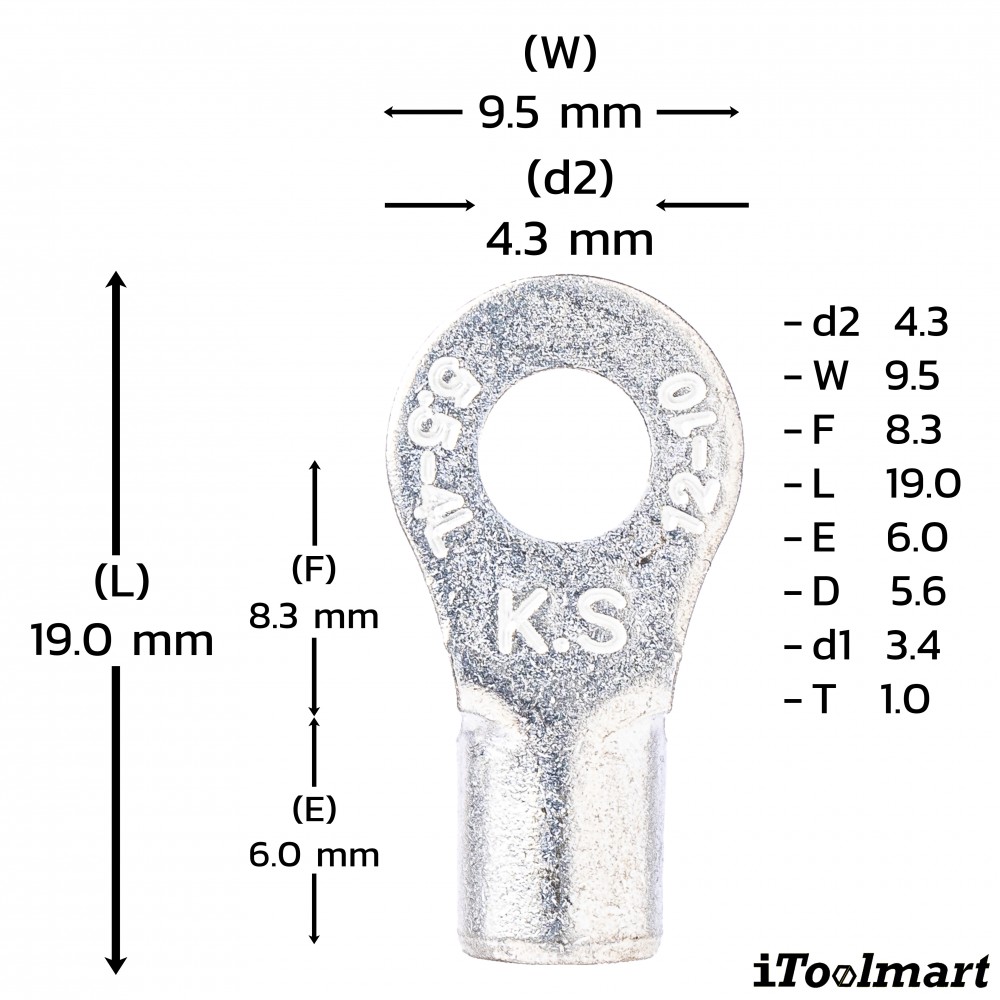หางปลากลมเปลือย KST RNBL5 4 ขนาด 6 mm² 100 ตัว หางปลากลมเปลือย KST RNBL5 4 ขนาด 6 mm² 100 ตัว
