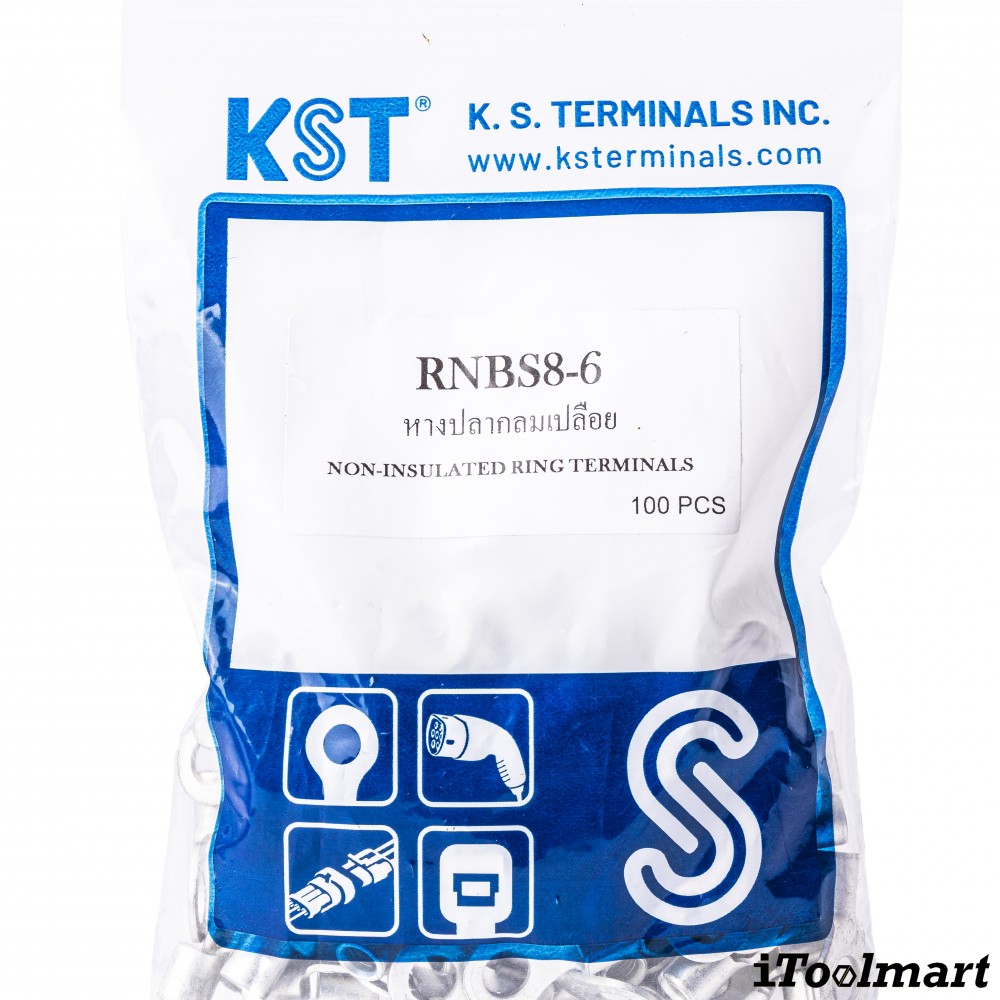หางปลากลมเปลือย KST RNBS8 6 ขนาด 8 mm² 100 ตัว หางปลากลมเปลือย KST RNBS8 6 ขนาด 8 mm² 100 ตัว