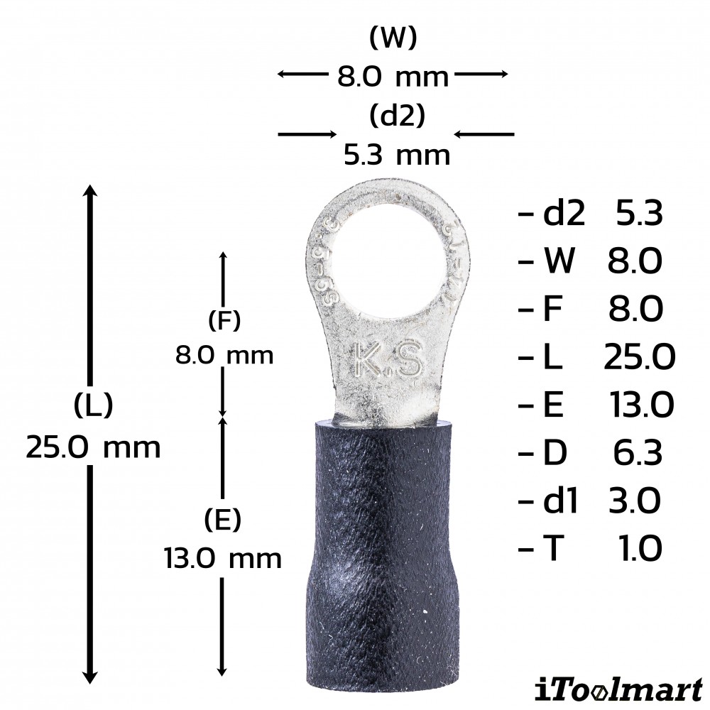 หางปลากลมหุ้ม KST RVS3 5 สีดำ ขนาด 4 mm² 100 ตัว หางปลากลมหุ้ม KST RVS3 5 สีดำ ขนาด 4 mm² 100 ตัว