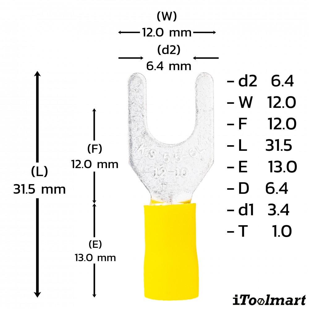 หางปลาแฉกหุ้ม KST SVL5 6 สีเหลือง ขนาด 6 mm² 100 ตัว หางปลาแฉกหุ้ม KST SVL5 6 สีเหลือง ขนาด 6 mm² 100 ตัว