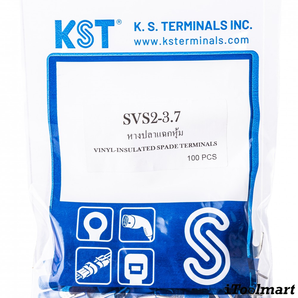 หางปลาแฉกหุ้ม KST SVS2 3 7 สีน้ำเงิน ขนาด 2 5 mm² 100 ตัว