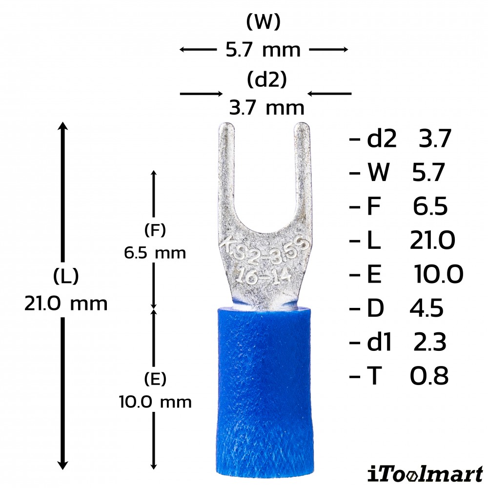 หางปลาแฉกหุ้ม KST SVS2 3 7 สีน้ำเงิน ขนาด 2 5 mm² 100 ตัว