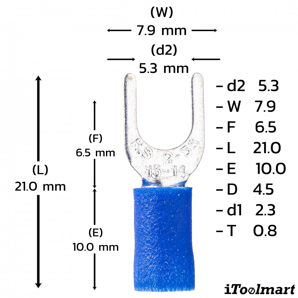 หางปลาแฉกหุ้ม KST SVS2 5 สีน้ำเงิน ขนาด 2 5 mm² 100 ตัว หางปลาแฉกหุ้ม KST SVS2 5 สีน้ำเงิน ขนาด 2 5 mm² 100 ตัว