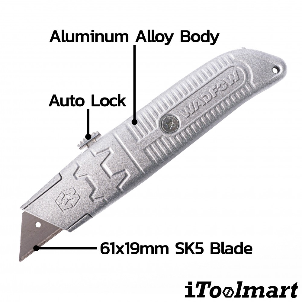 มีดคัดเตอร์อลูมิเนียม WADFOW WSK6661 ขนาด 19 x 61 mm 