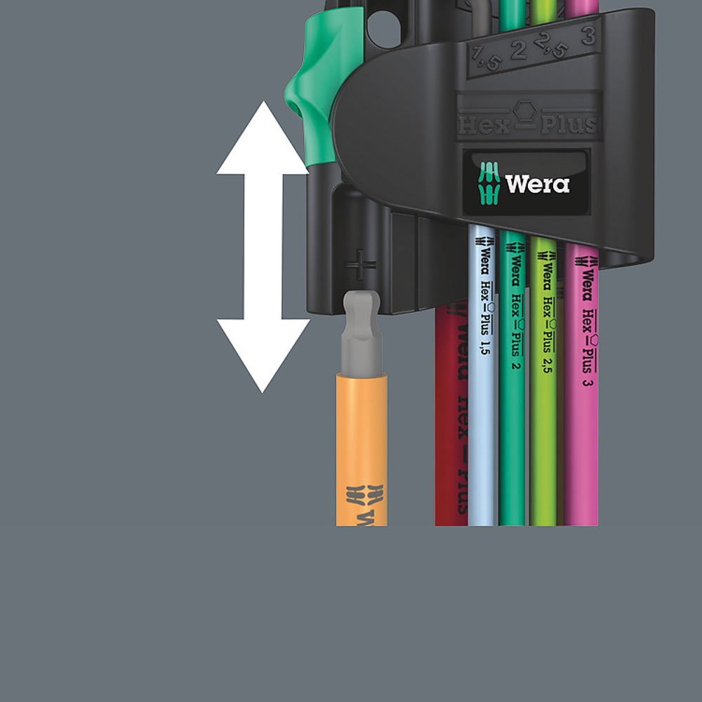 ประแจหกเหลี่ยมหัวบอล Wera 9507 HexPlus Multicolour Magnetic 1 05022534001