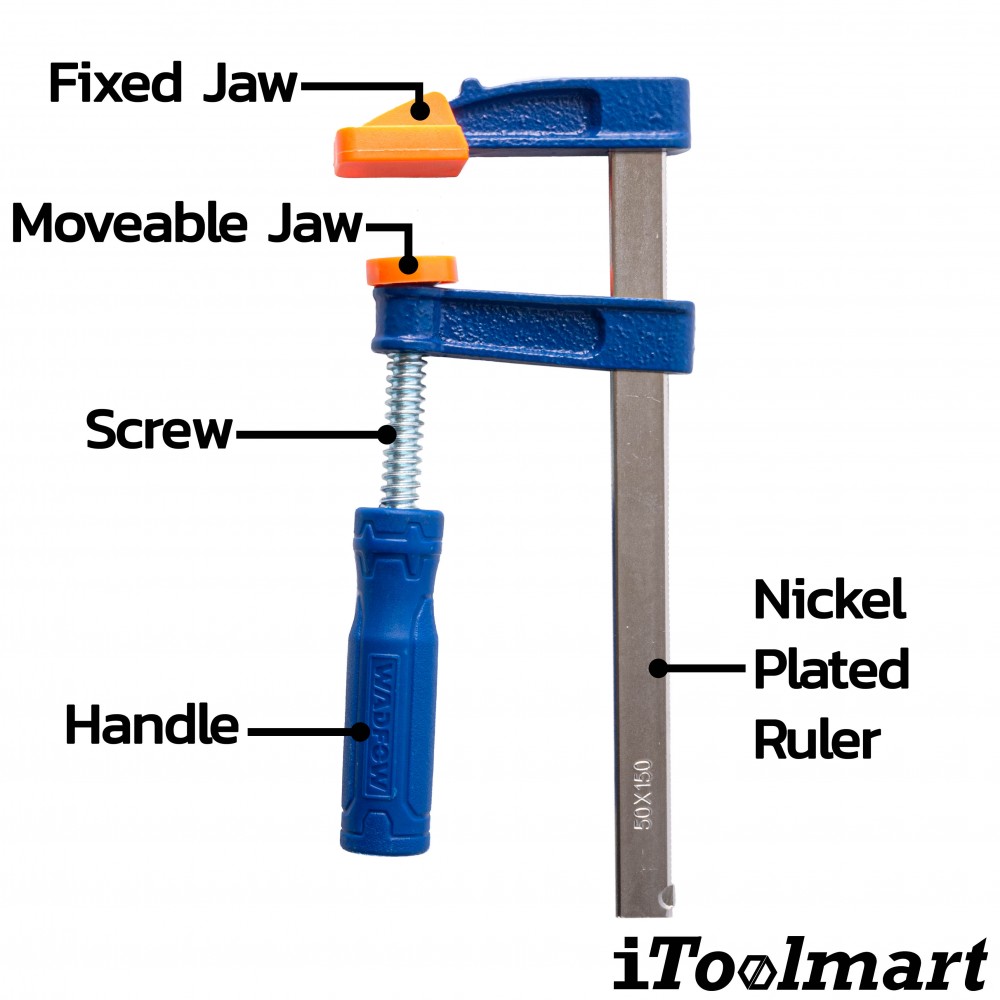 ปากกาจับชิ้นงาน ตัวเอฟ WADFOW 50x150mm WCP2151