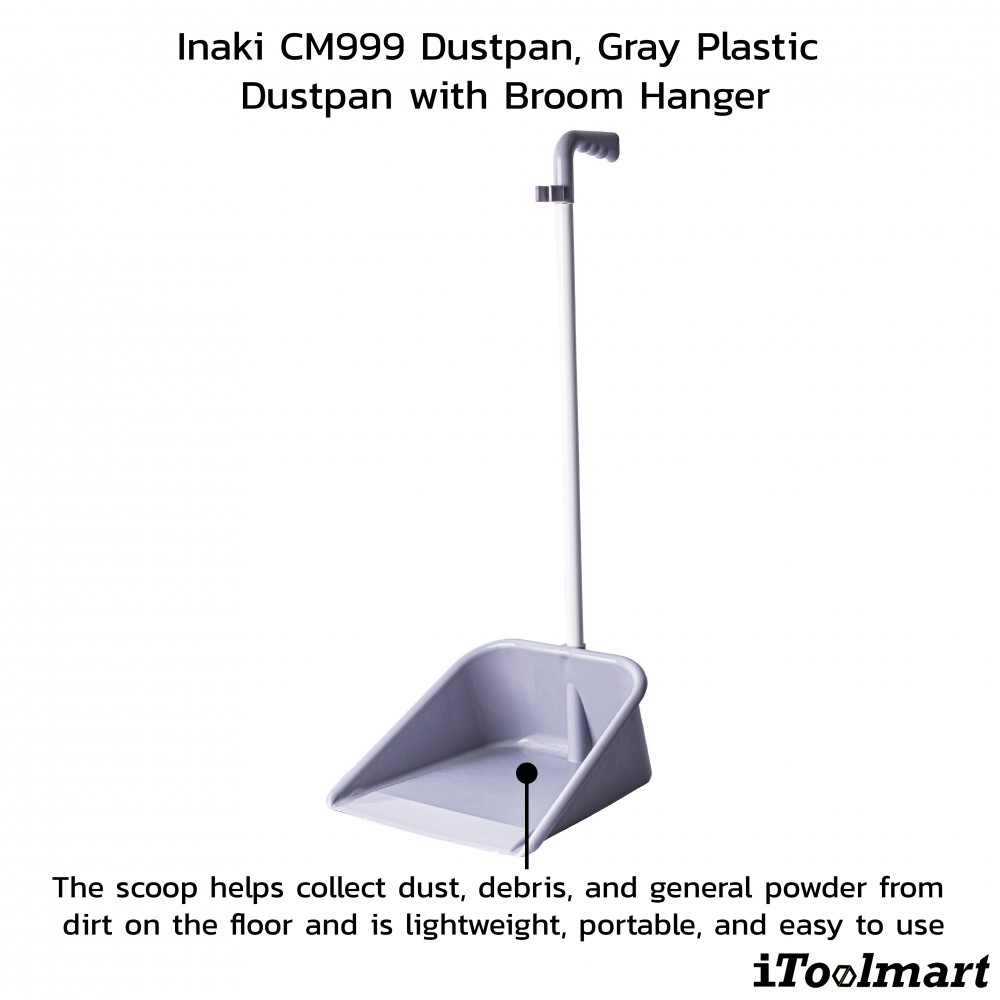 ที่ตักผง Inaki CM999 ที่โกยผงพลาสติกสีเทาพร้อมตัวแขวนไม้กวาด