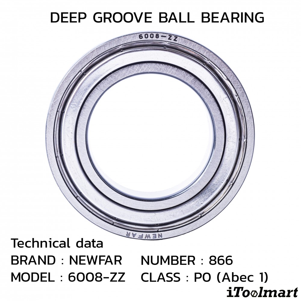 ลูกปืน Newfar 6008 ZZ ฝาเหล็กปิด 2 ข้าง ความแม่นยำ P0  Abec 1 