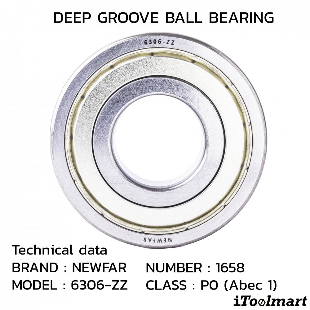 ลูกปืน Newfar 6306 ZZ ฝาเหล็กปิด 2 ข้าง ความแม่นยำ P0  Abec 1 