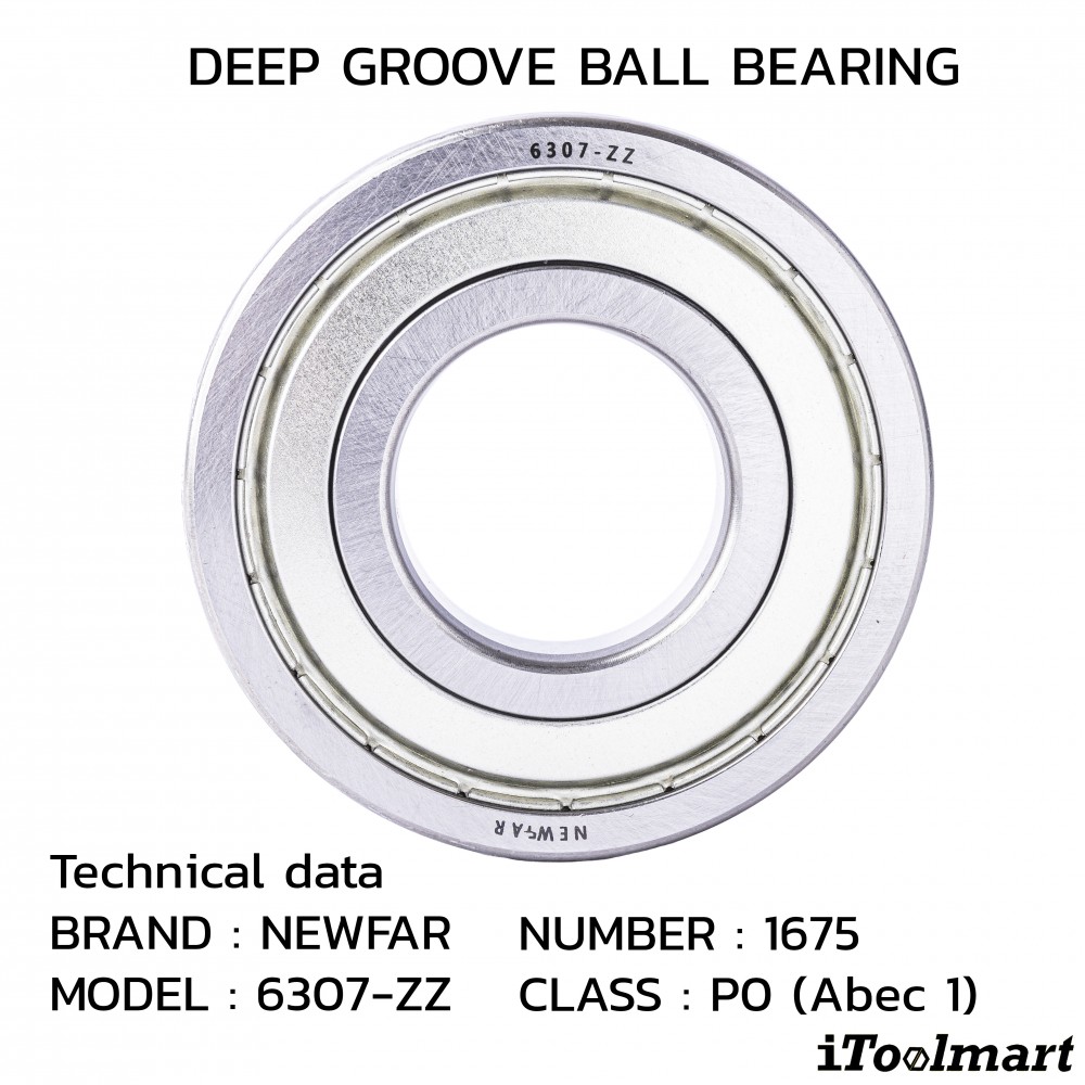 ลูกปืน Newfar 6307 ZZ ฝาเหล็กปิด 2 ข้าง ความแม่นยำ P0  Abec 1 