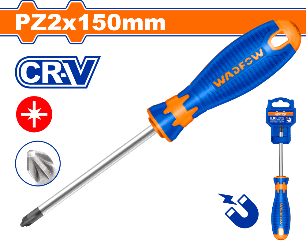 ไขควง Pozidriv WADFOW PZ2x150mm CRV WSDZ226