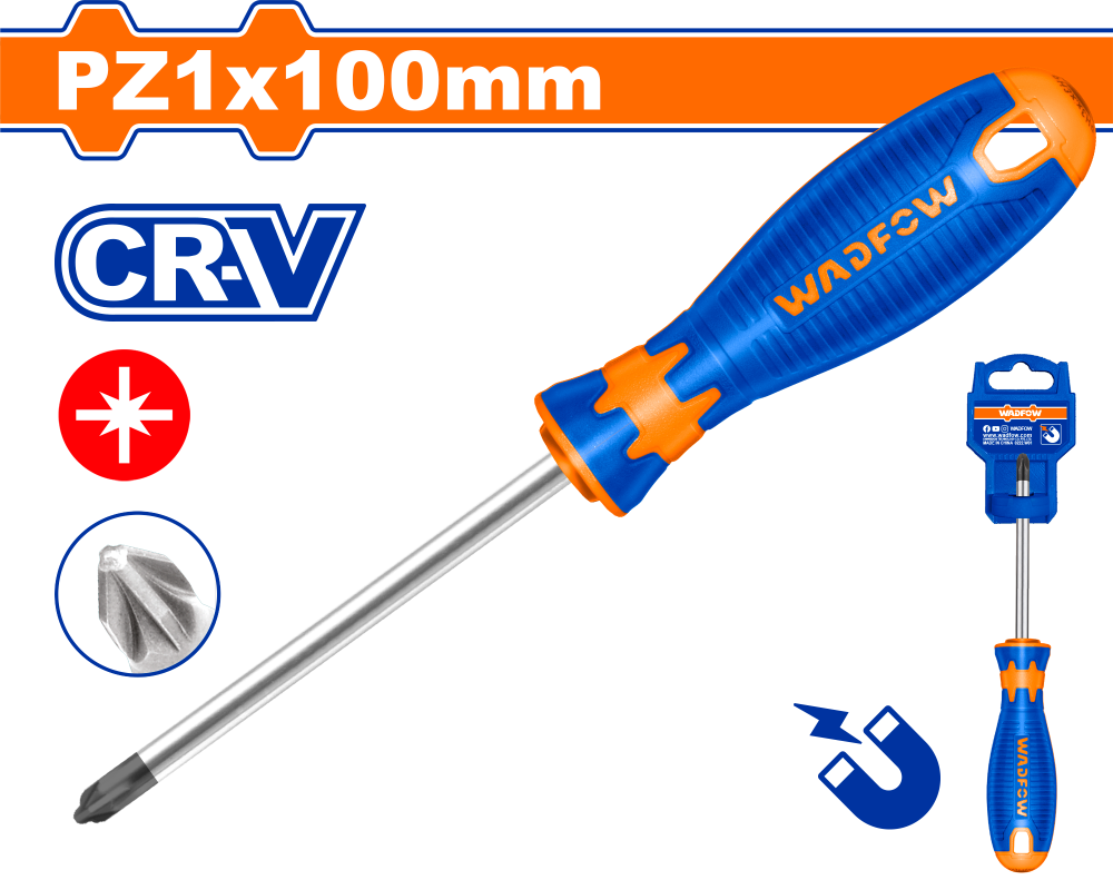 ไขควง Pozidriv WADFOW PZ1x100mm CRV WSDZ214 ไขควง Pozidriv WADFOW PZ1x100mm CRV WSDZ214