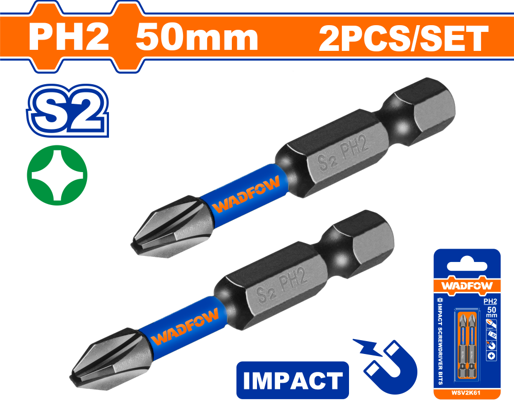 ดอกไขควงกระแทกแฉก WADFOW PH2x50mm S2 WSV2K61