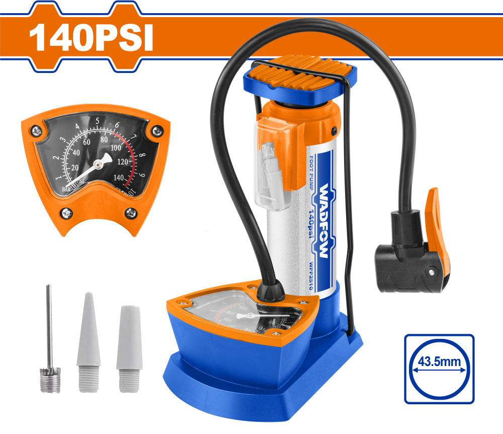 เครื่องสูบลมเท้าเหยียบ พร้อมเกจ์วัด WADFOW WPP2510 เครื่องสูบลมเท้าเหยียบ พร้อมเกจ์วัด WADFOW WPP2510