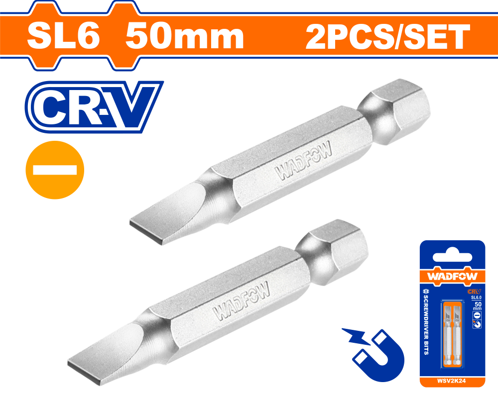 ดอกไขควงแบน WADFOW SL6x50mm CRV WSV2K24 ดอกไขควงแบน WADFOW SL6x50mm CRV WSV2K24