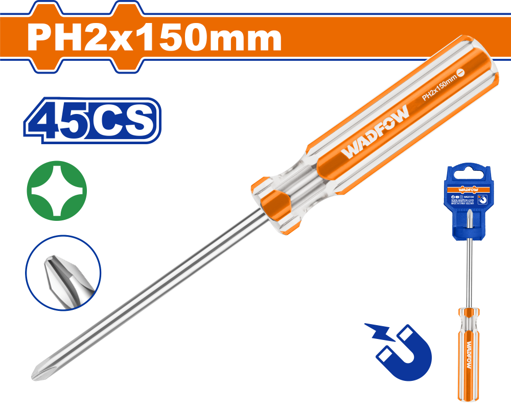 ไขควงแฉก WADFOW PH2x150mm 45CS WSD6226