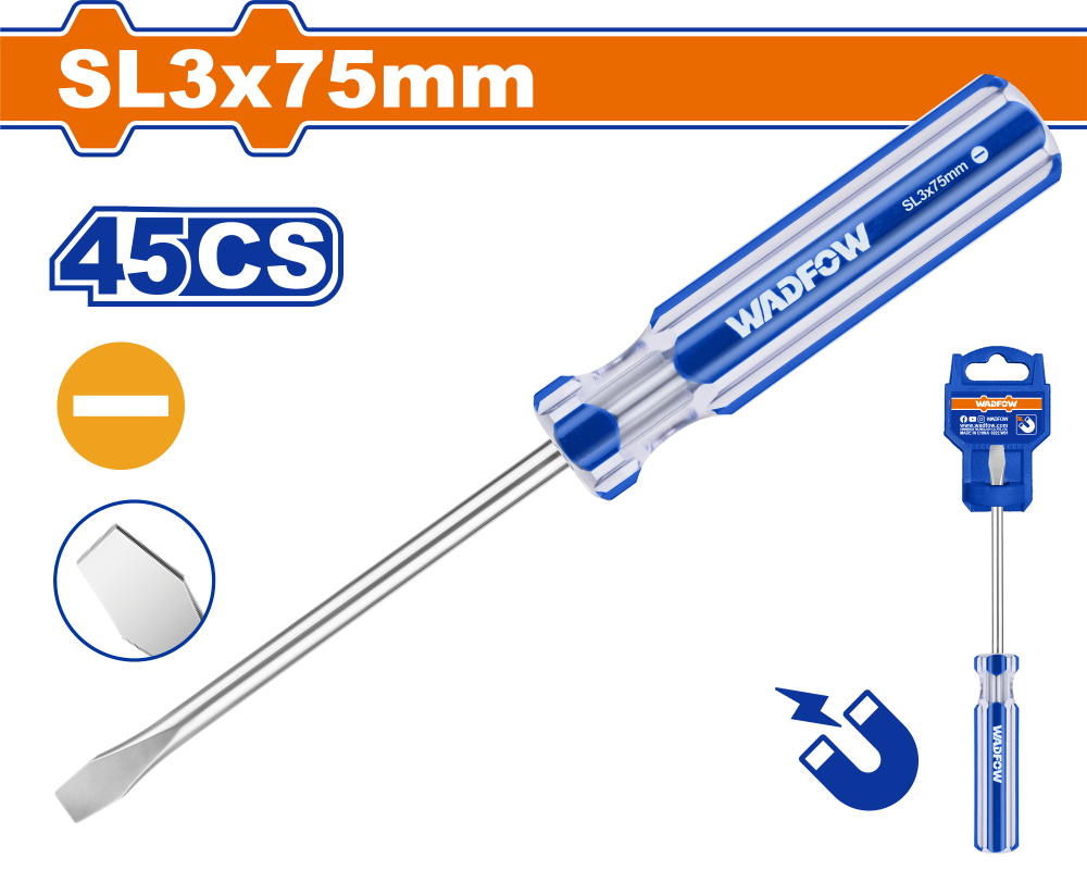 ไขควงแบน WADFOW SL3x75mm 45CS WSD5233 ไขควงแบน WADFOW SL3x75mm 45CS WSD5233