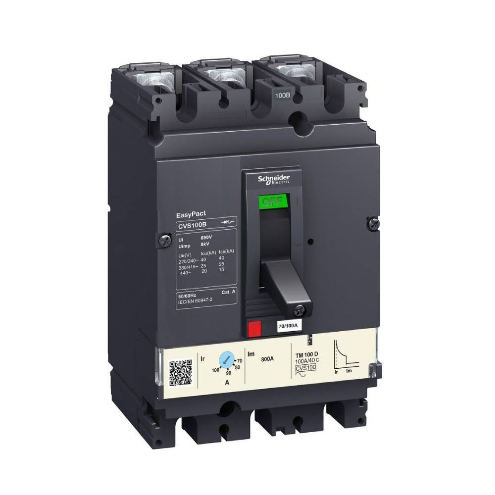 เบรกเกอร์ MCCB CVS100B SCHNEIDER LV510303 ทริปยูนิตแบบ TM D พิกัดกระแส 40 A  25 kA 