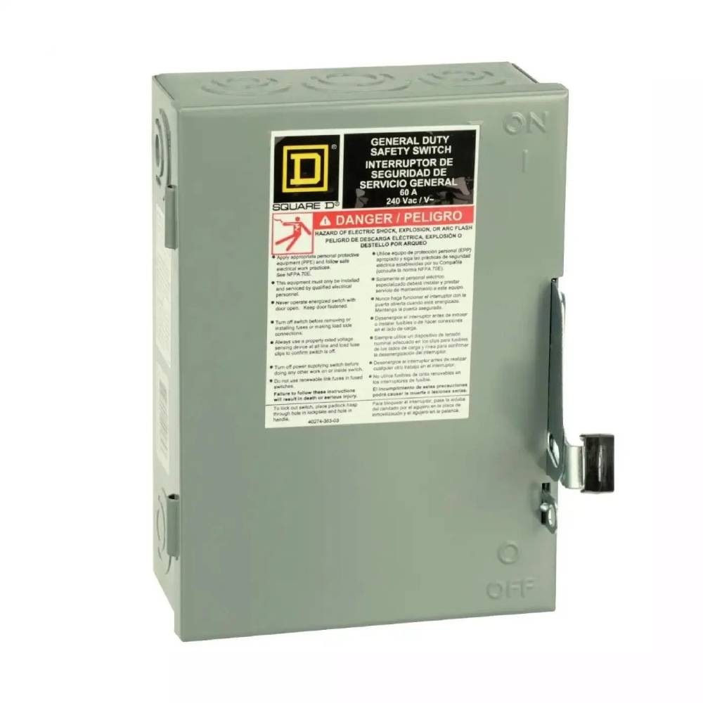 ตู้สแควร์ดี เซฟตี้สวิตช์ SCHNEIDER DU322 แบบไม่มีฟิวส์ Type 1 60A 240V