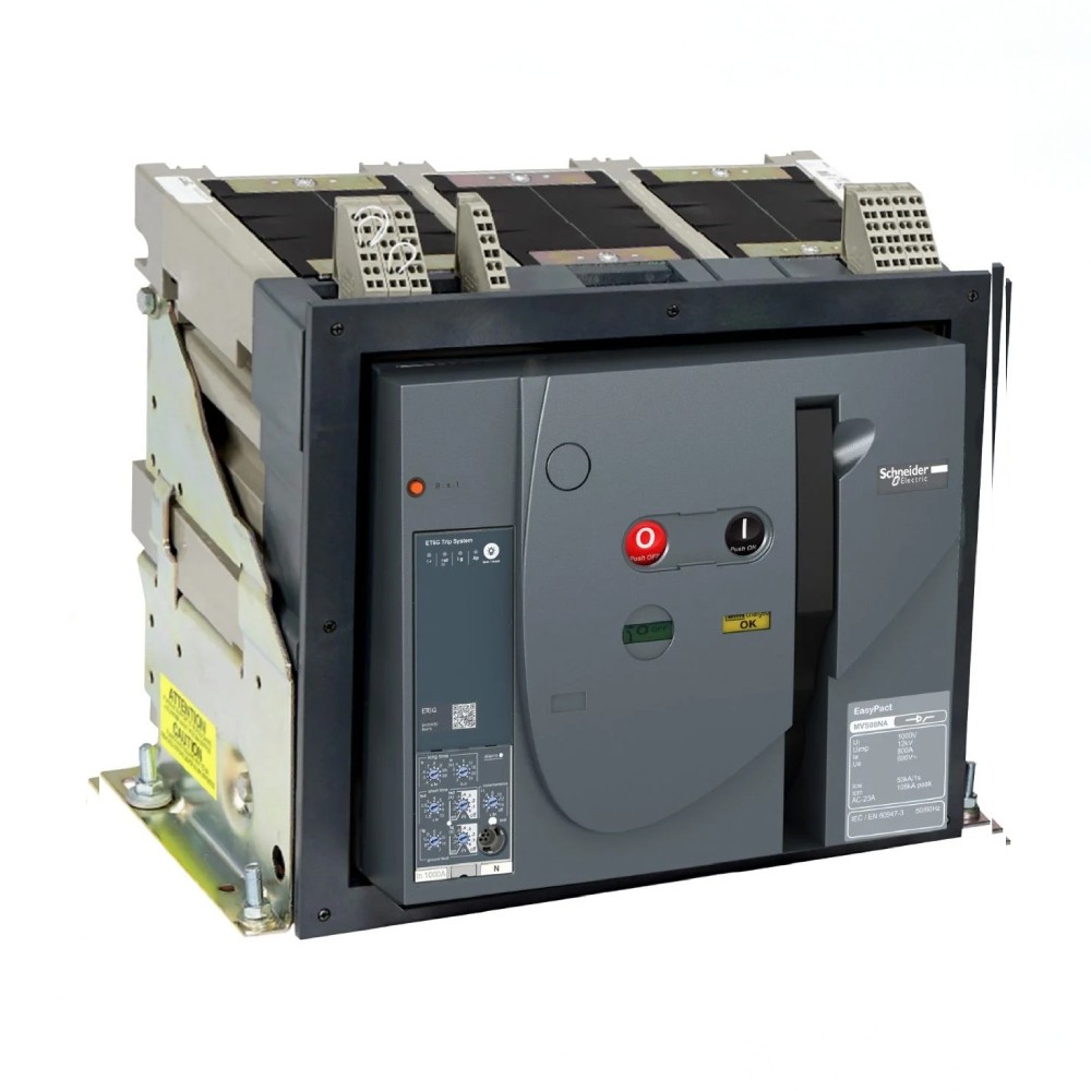 แอร์เบรกเกอร์ ACB  SCHNEIDER MVS12H3MF2L พร้อมทริปยูนิตรุ่น ET2I แบบ fixed พิกัดกระแส 1250 A  65kA 