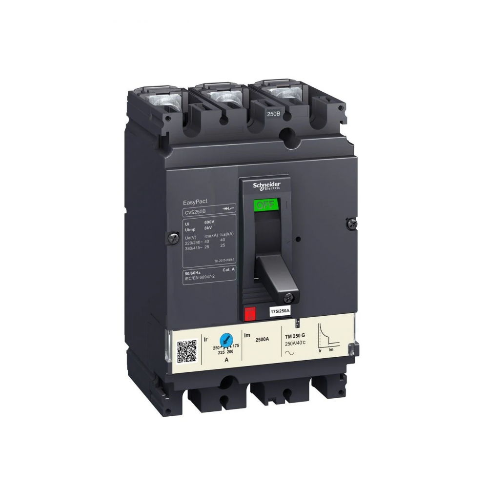 เบรกเกอร์ MCCB CVS250F SCHNEIDER LV525332 ทริปยูนิตแบบ TM D พิกัดกระแส 200 A 36 kA เบรกเกอร์ MCCB CVS250F SCHNEIDER LV525332 ทริปยูนิตแบบ TM D พิกัดกระแส 200 A 36 kA