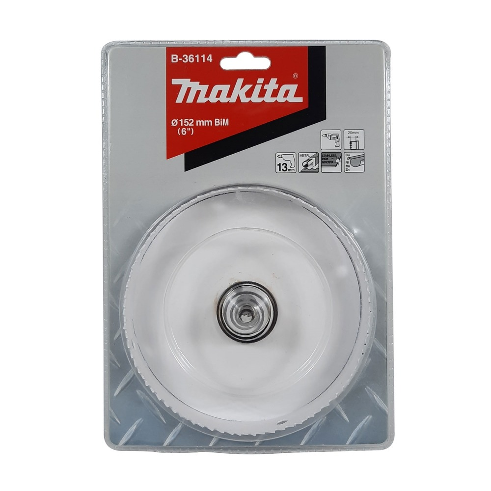 โฮลซอ MAKITA B 36114 BIM เจาะเหล็กแผ่น ขนาด 152x20 มม โฮลซอ MAKITA B 36114 BIM เจาะเหล็กแผ่น ขนาด 152x20 มม