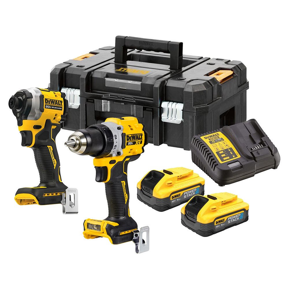 ชุดเซทคอมโบ DEWALT DCK2050S2T B1 สว่านกระเทกไร้สาย   ไขควงกระแทกไร้สาย พร้อมกล่อง