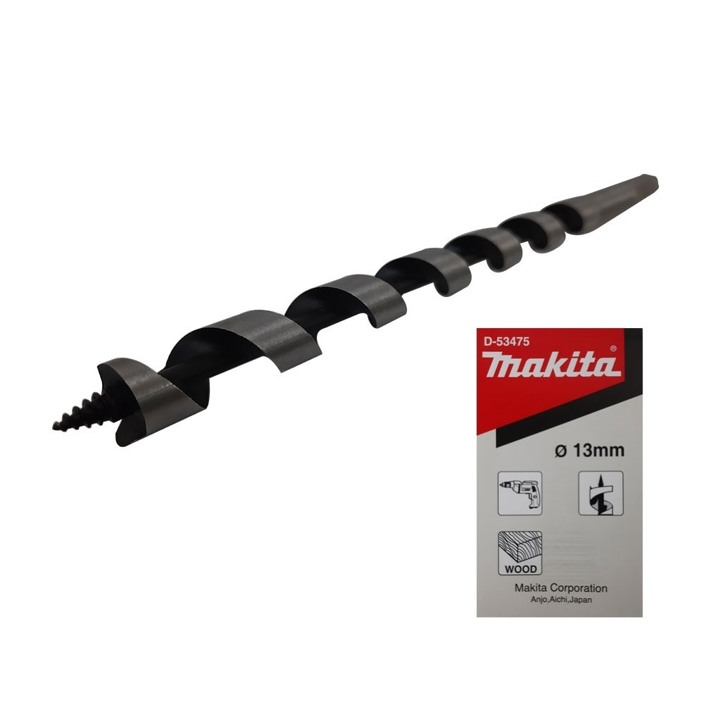 ดอกสว่าน MAKITA D 53475 สำหรับเจาะไม้ Single Spur Auger  ก้านกลม ขนาด 13x250 mm 