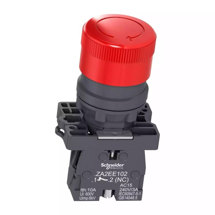 สวิตซ์ฉุกเฉิน SCHNEIDER XA2ES442 แบบดอกเห็ด กดล็อคหมุนเด้งกลับ ขนาด 30 มม 1NC สีแดง สวิตซ์ฉุกเฉิน SCHNEIDER XA2ES442 แบบดอกเห็ด กดล็อคหมุนเด้งกลับ ขนาด 30 มม 1NC สีแดง