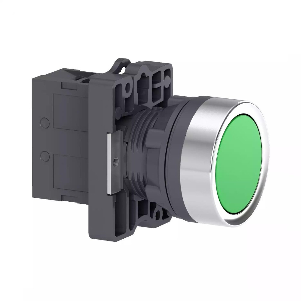 สวิตซ์ปุ่มกด SCHNEIDER XA2EA31 แบบหัวเรียบ กดเด้งกลับ ขนาด 22 มม  1NO สีเขียว