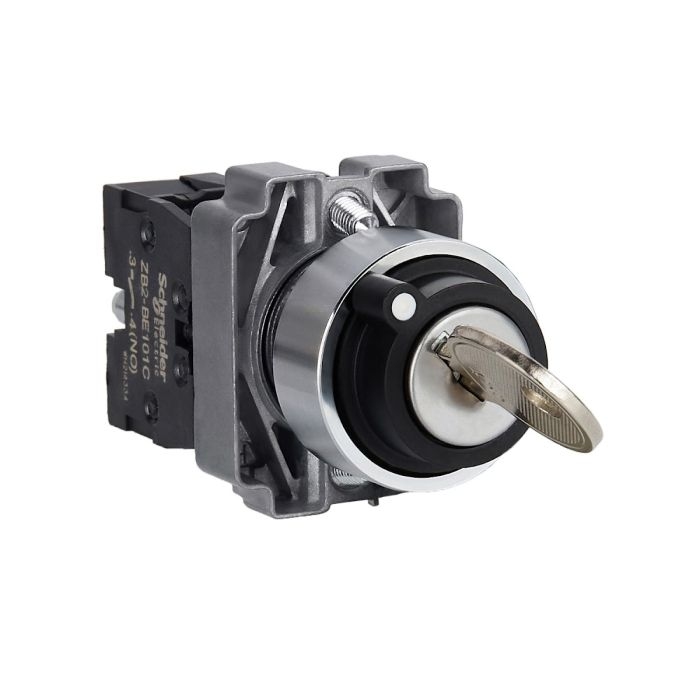 ซีเล็คเตอร์สวิตช์ กุญแจ SCHNEIDER XB2BG21C มี 2 ตําแหน่งซ้าย 1NO