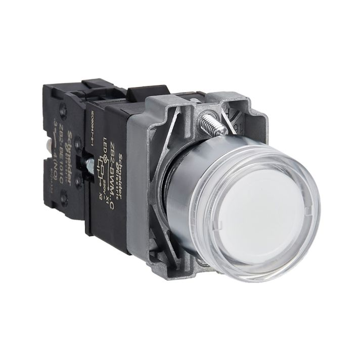 สวิตซ์ปุ่มกด SCHNEIDER XB2BW31M1C มีไฟ แรงดัน 220 V 1NO สีขาว